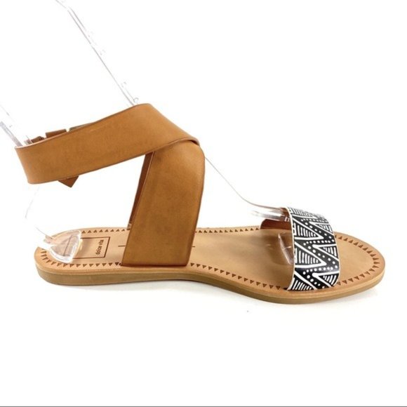 Dolce vita Sandal leather Julius Aztec Print Strap Sz 8.5 Black White Tan - Picture 7 of 11